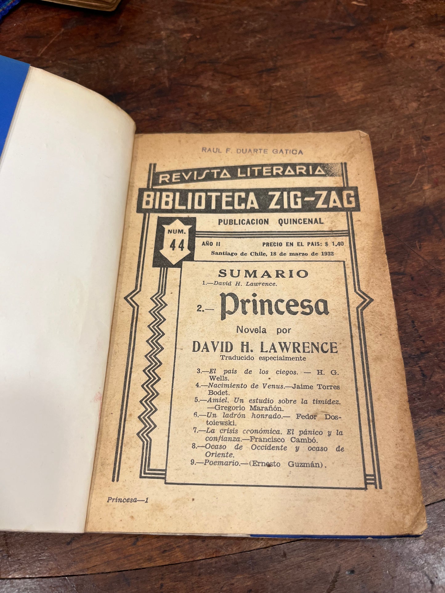 Princesa y otros textos. Revista literaria Zig Zag