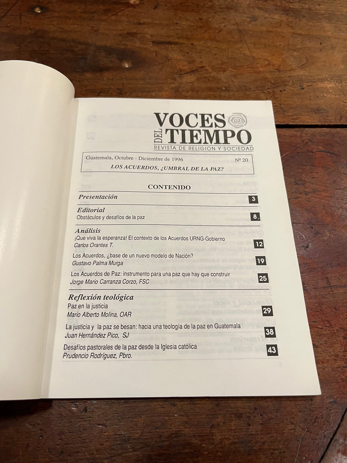 Los acuerdos, umbral de la paz. Revista de religión y sociedad