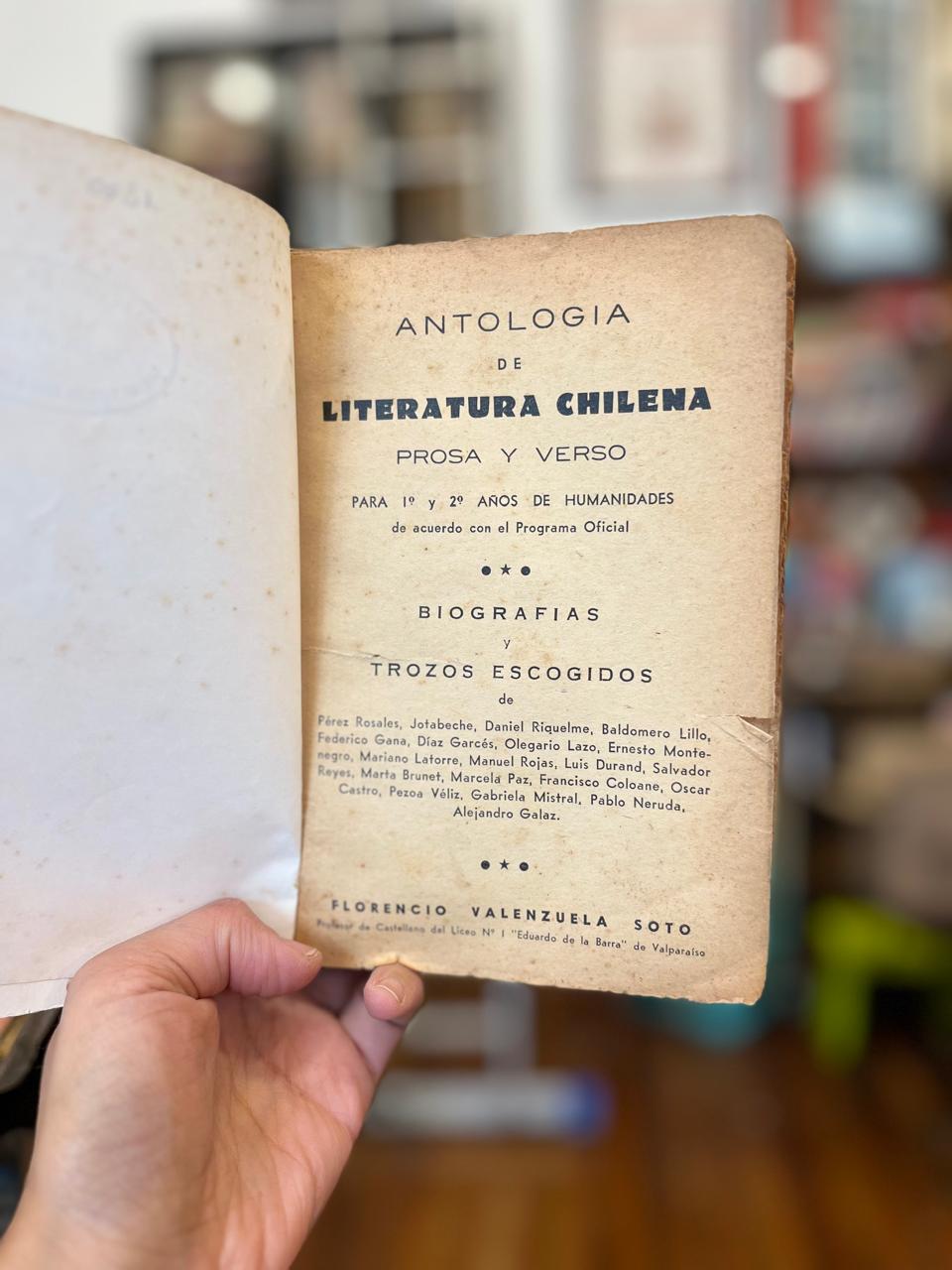 Antología de literatura chilena. Prosa y verso. Biografías