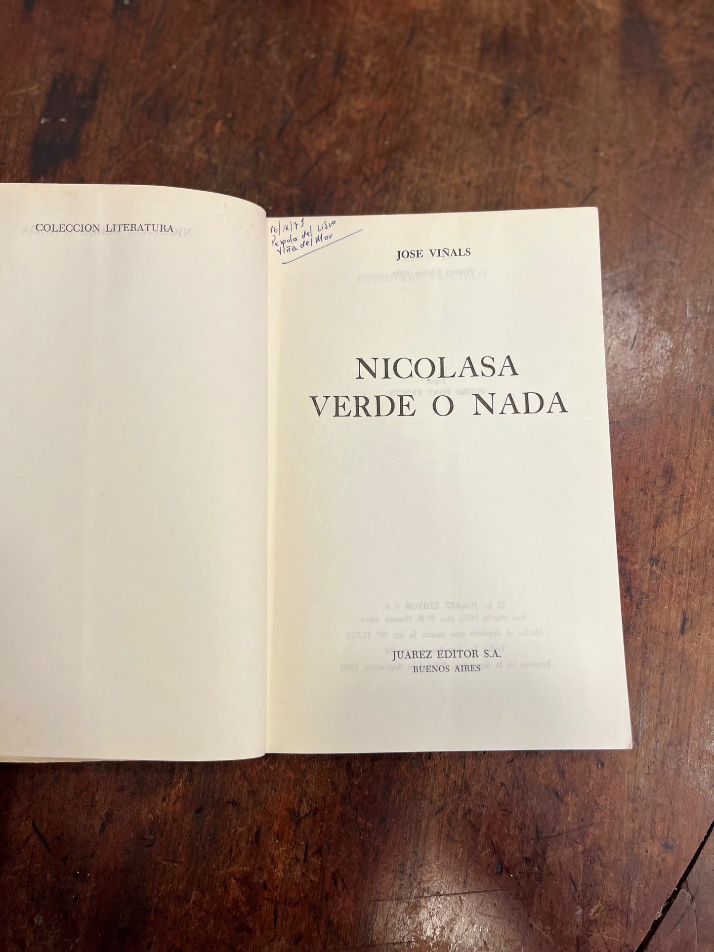 Nicolasa verde o nada. Primera edición
