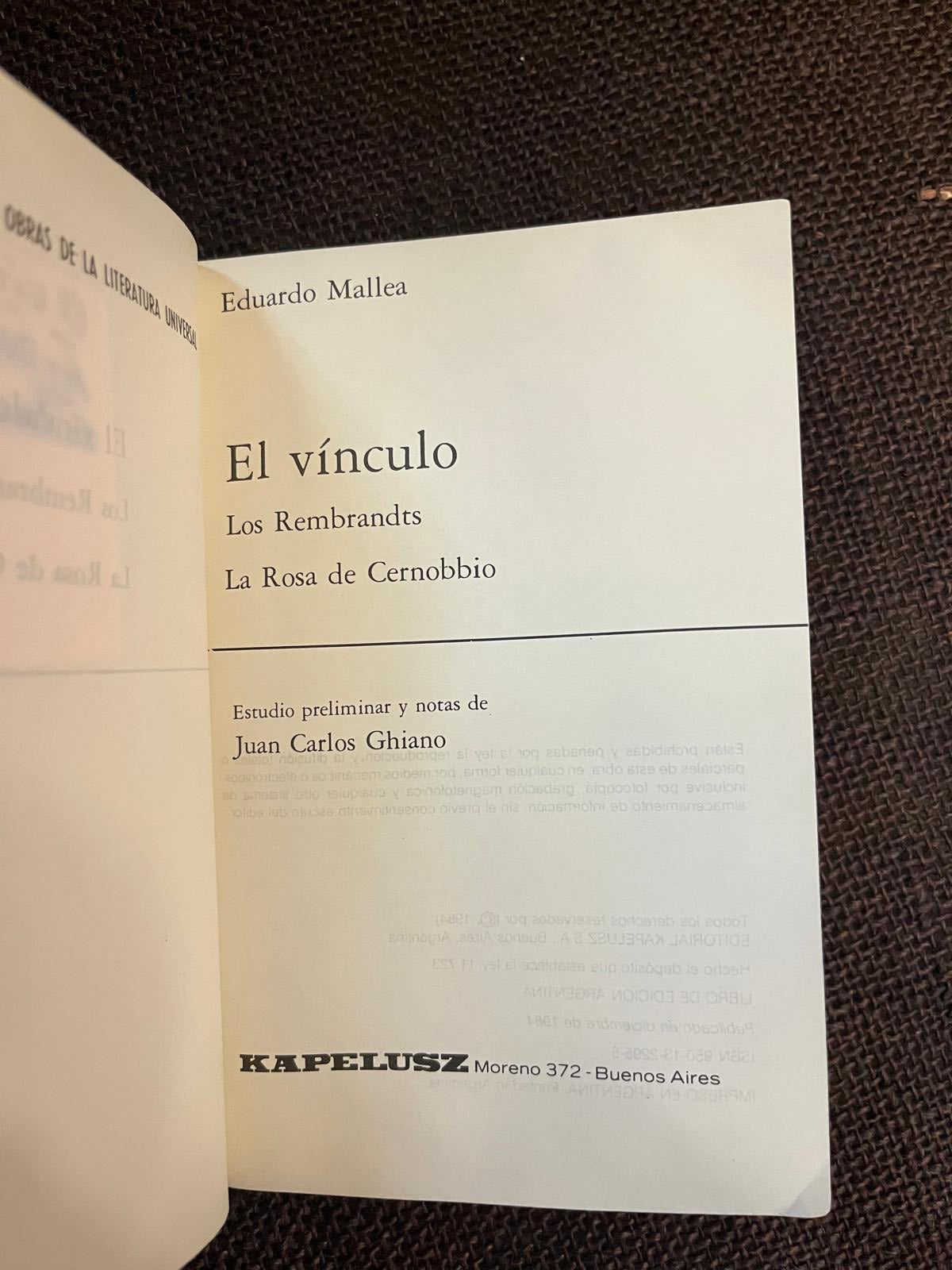 El vinculo, Los Rembrandts, La rosa de Cernobbio